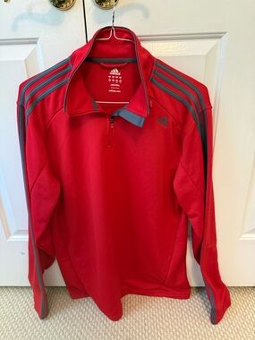 adidas Men’s Large Red Quarter-Zip Pullover